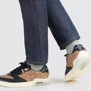 Coach City Sole Monogram Court Sneakers Black and Brown Size 7